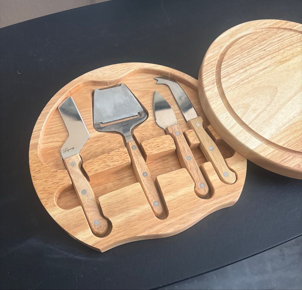 Cheese Board Set With Tools 
Legacy by Picnic Time Lazy Susan Wheel